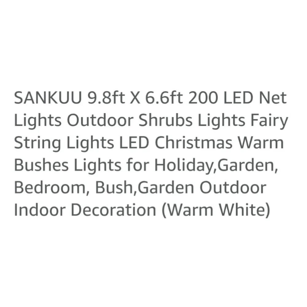 SANKUU 9.8ft 200 LED Net Lights Outdoor Christmas Holiday Garden Bush Warm White